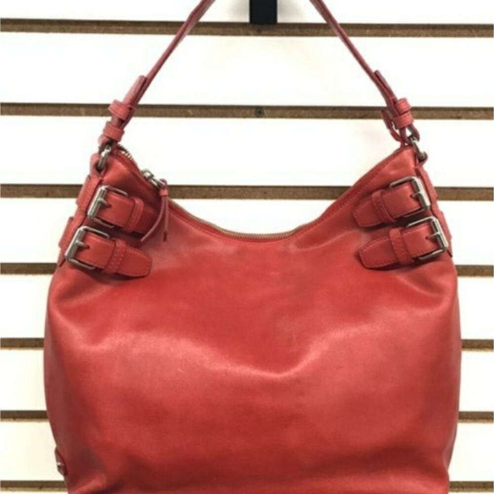 COLE HAAN LRG RED STRAP LEATHER HOBO BAG *